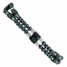 Dick Wicks Magnetic Health Bracelet Hematite Mixed Black Pearl Dual Strand